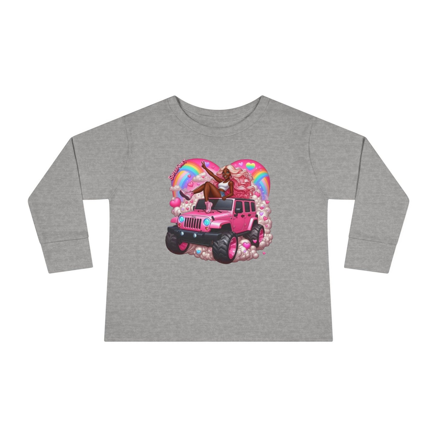 SuperPinky Rainbow Heart Kids Shirt  — Toddler Long Sleeve Tee