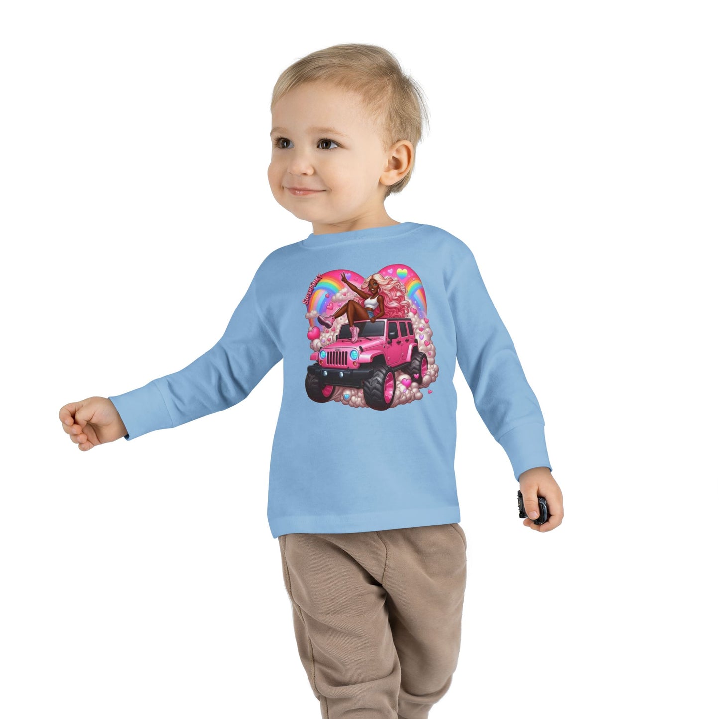 SuperPinky Rainbow Heart Kids Shirt  — Toddler Long Sleeve Tee
