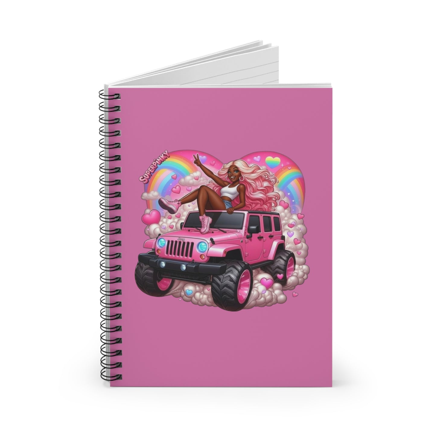 SuperPinky Rainbow Heart Spiral Notebook —  Ruled Journal