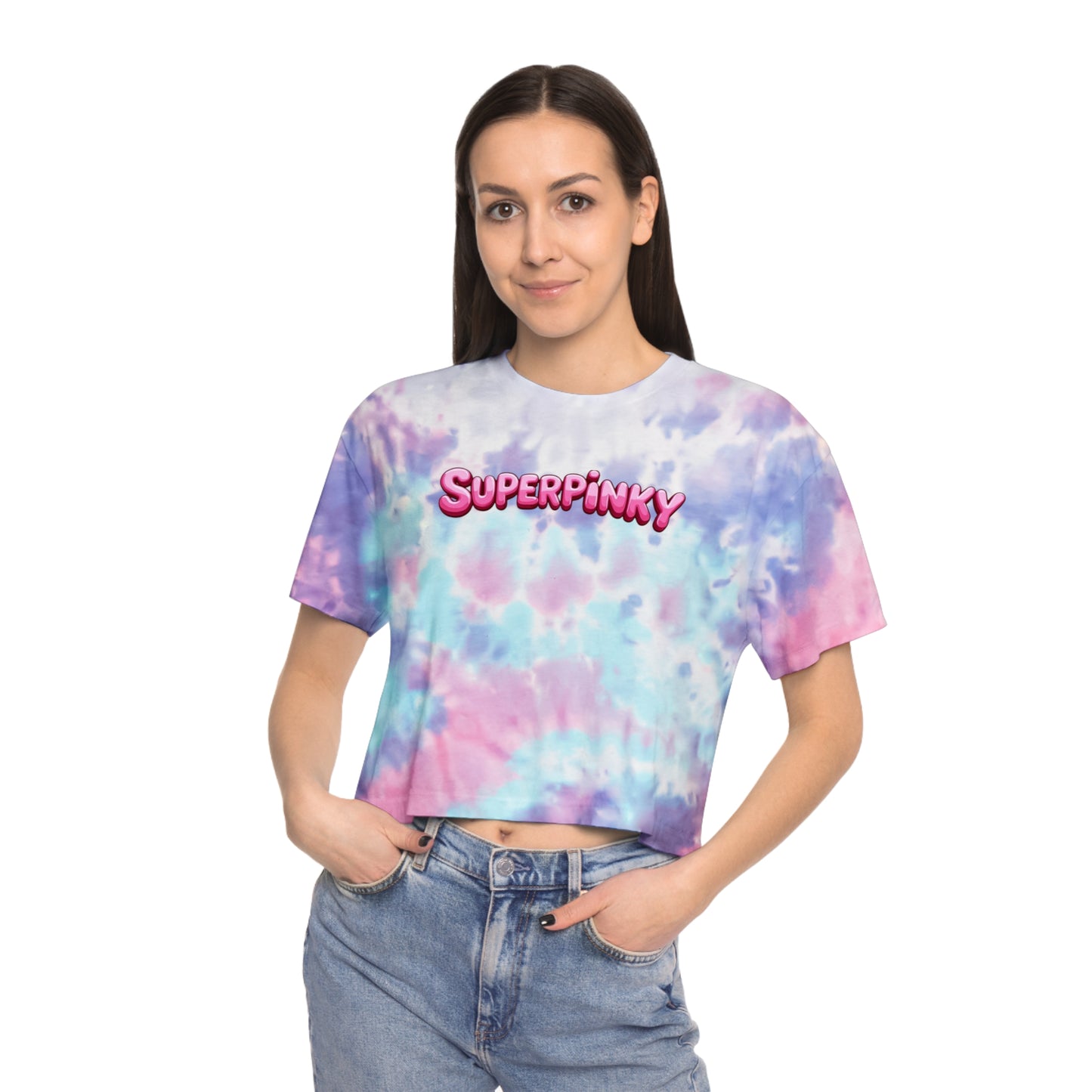 SuperPinky Bubble Logo Tie-Dye Crop Tee