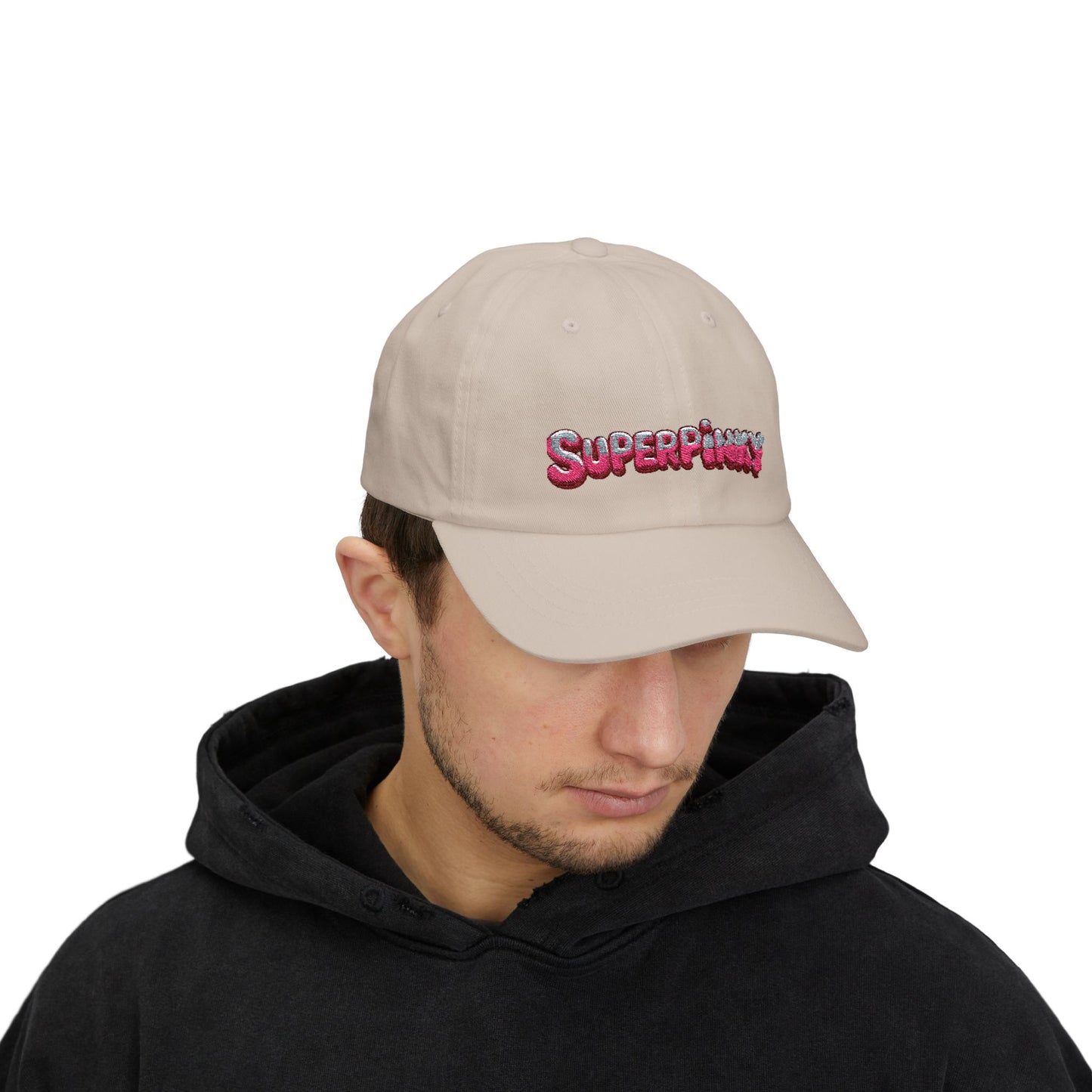 SuperPinky Bubble Logo Dad Cap — Graphic Embroidered Baseball Hat