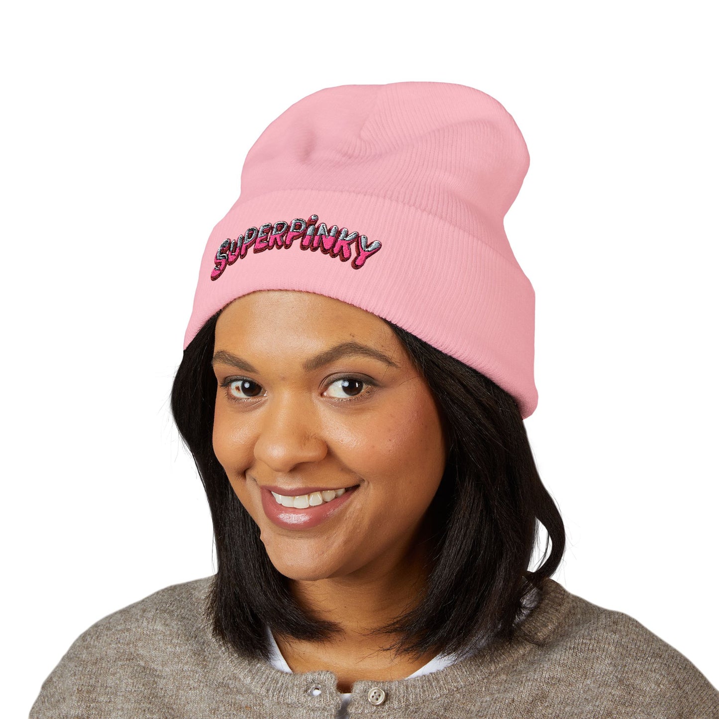 SuperPinky Bubble Logo Beanie  Knit Hat