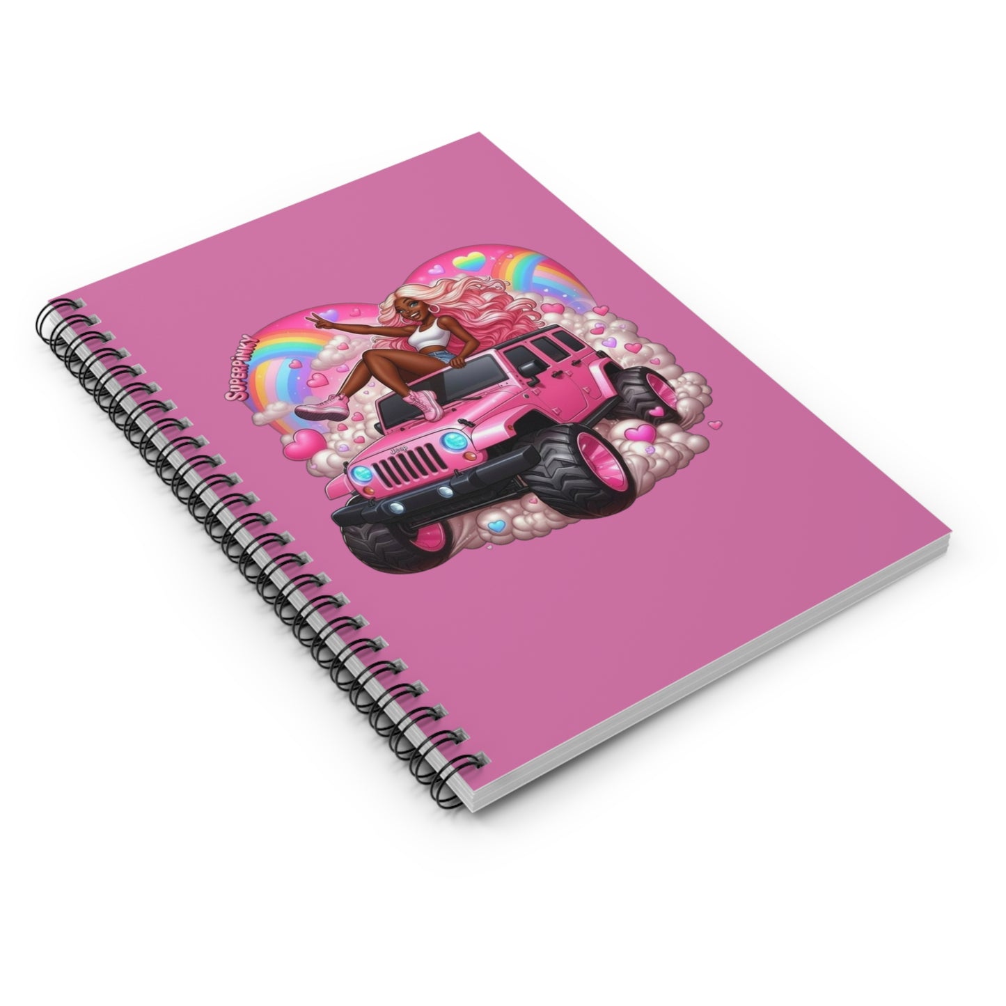 SuperPinky Rainbow Heart Spiral Notebook —  Ruled Journal