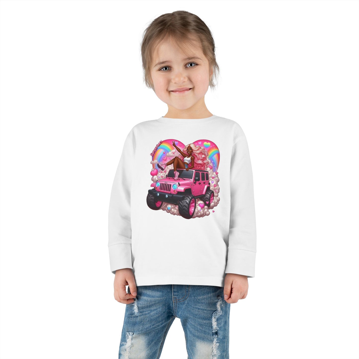 SuperPinky Rainbow Heart Kids Shirt  — Toddler Long Sleeve Tee