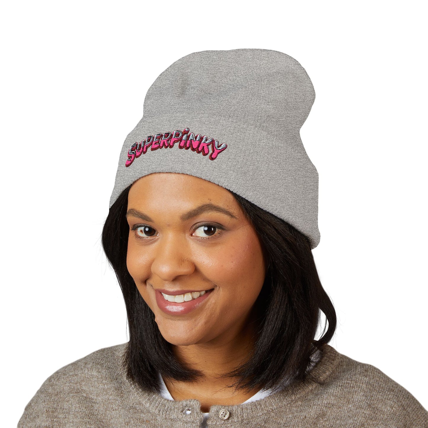 SuperPinky Bubble Logo Beanie  Knit Hat