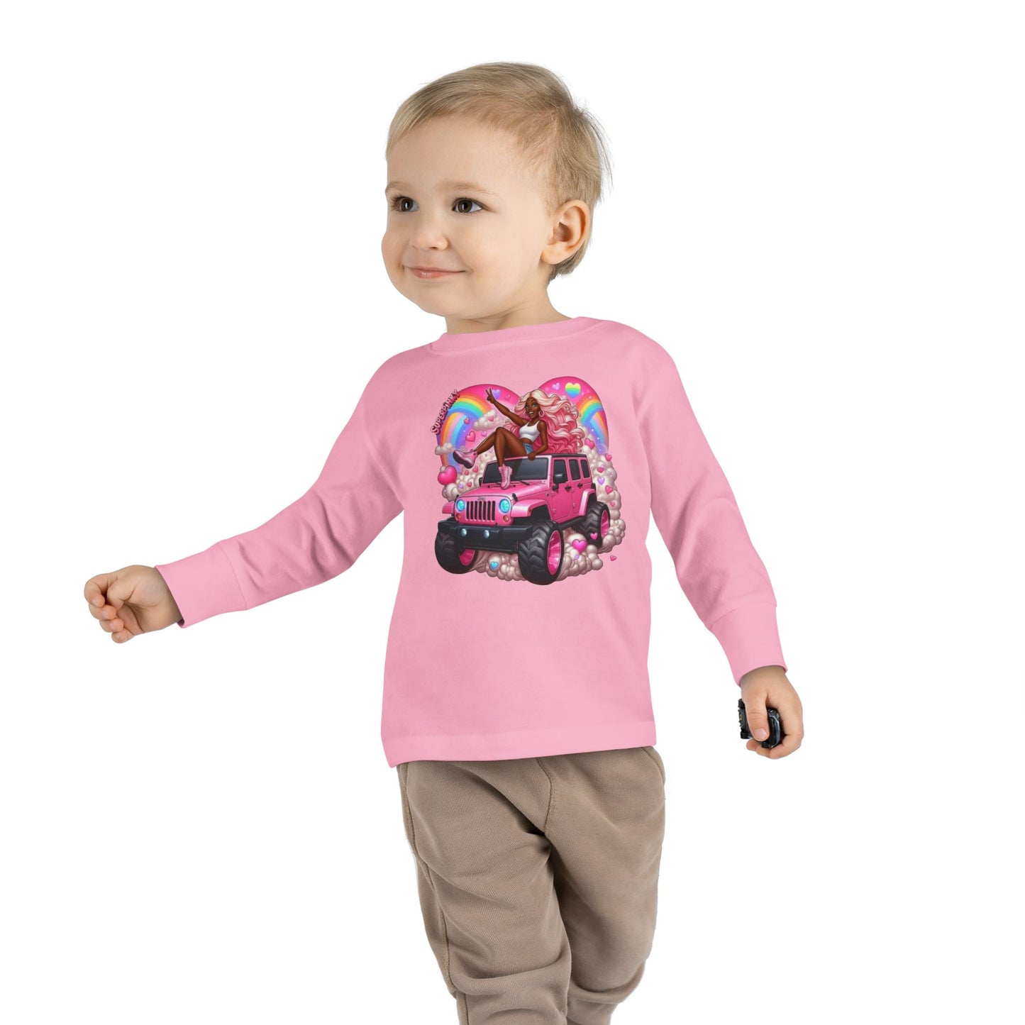 SuperPinky Rainbow Heart Kids Shirt  — Toddler Long Sleeve Tee
