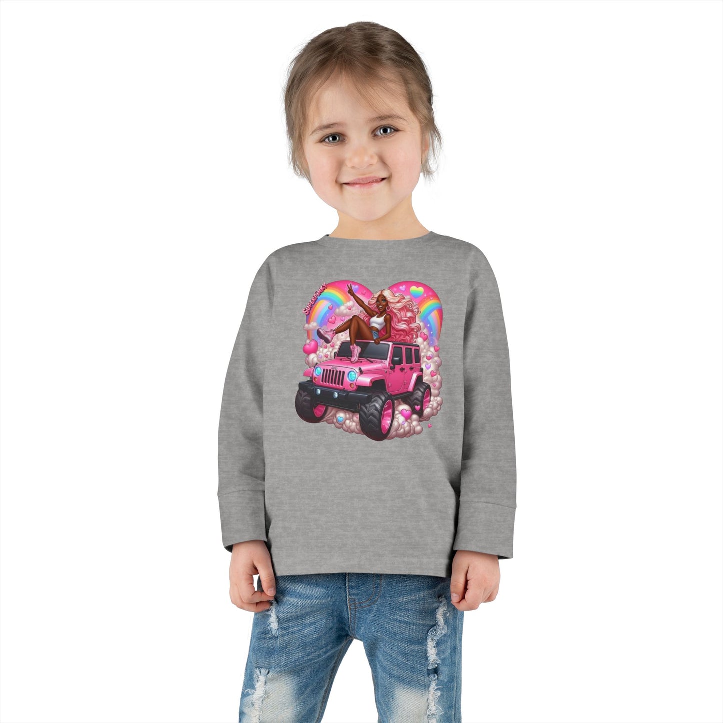 SuperPinky Rainbow Heart Kids Shirt  — Toddler Long Sleeve Tee