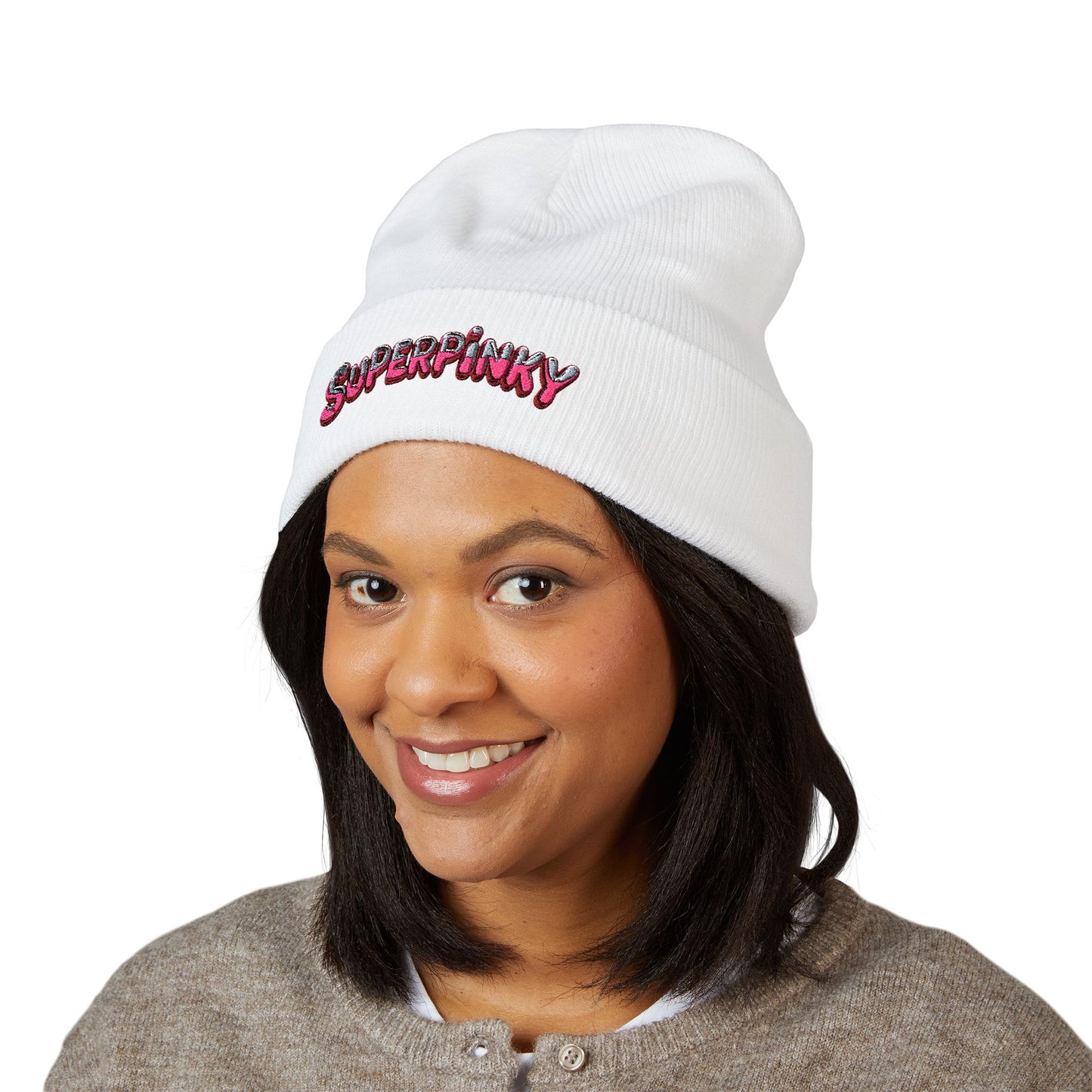 SuperPinky Bubble Logo Beanie  Knit Hat