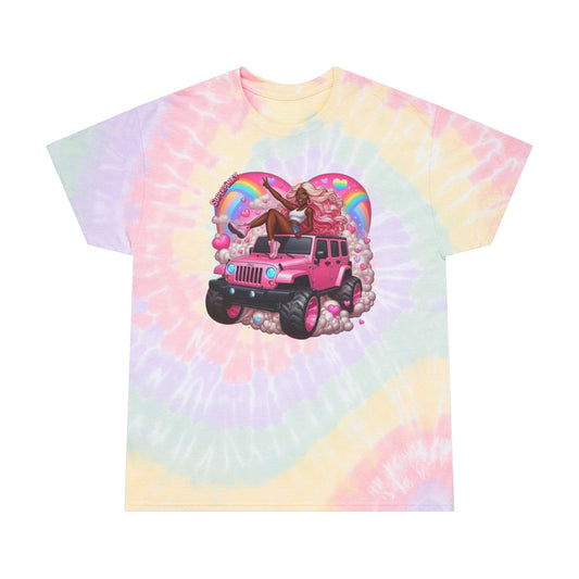 SuperPinky Rainbow Heart—  Pastel Tie-Dye Tee