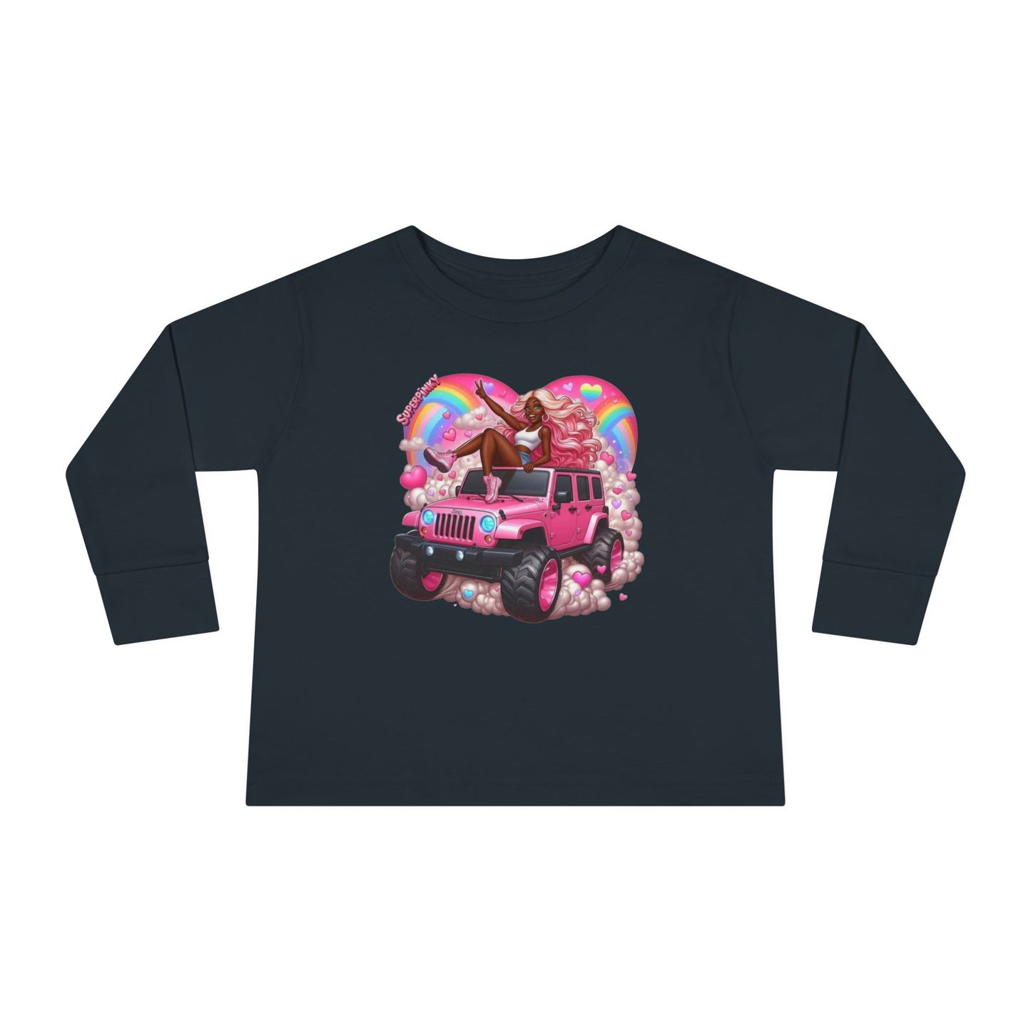 SuperPinky Rainbow Heart Kids Shirt  — Toddler Long Sleeve Tee
