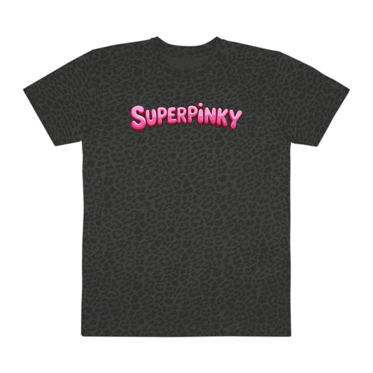 SuperPinky Leopard Tee — Retro Pink Logo Graphic T‑Shirt