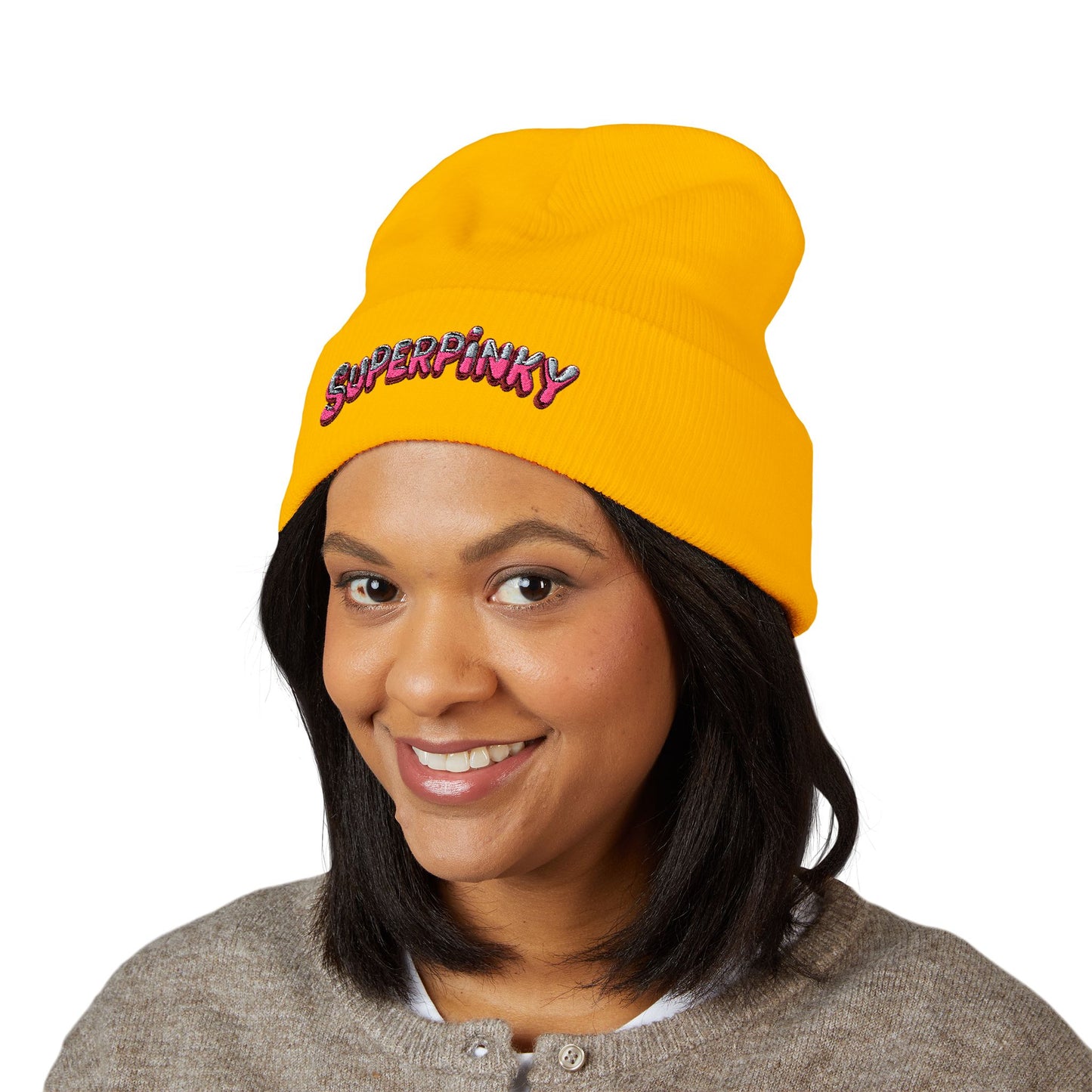 SuperPinky Bubble Logo Beanie  Knit Hat