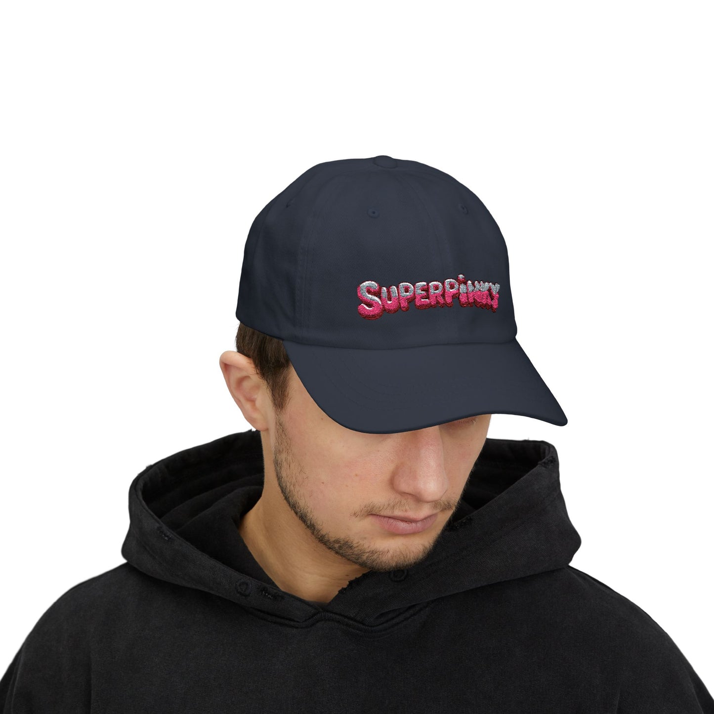 SuperPinky Bubble Logo Dad Cap — Graphic Embroidered Baseball Hat