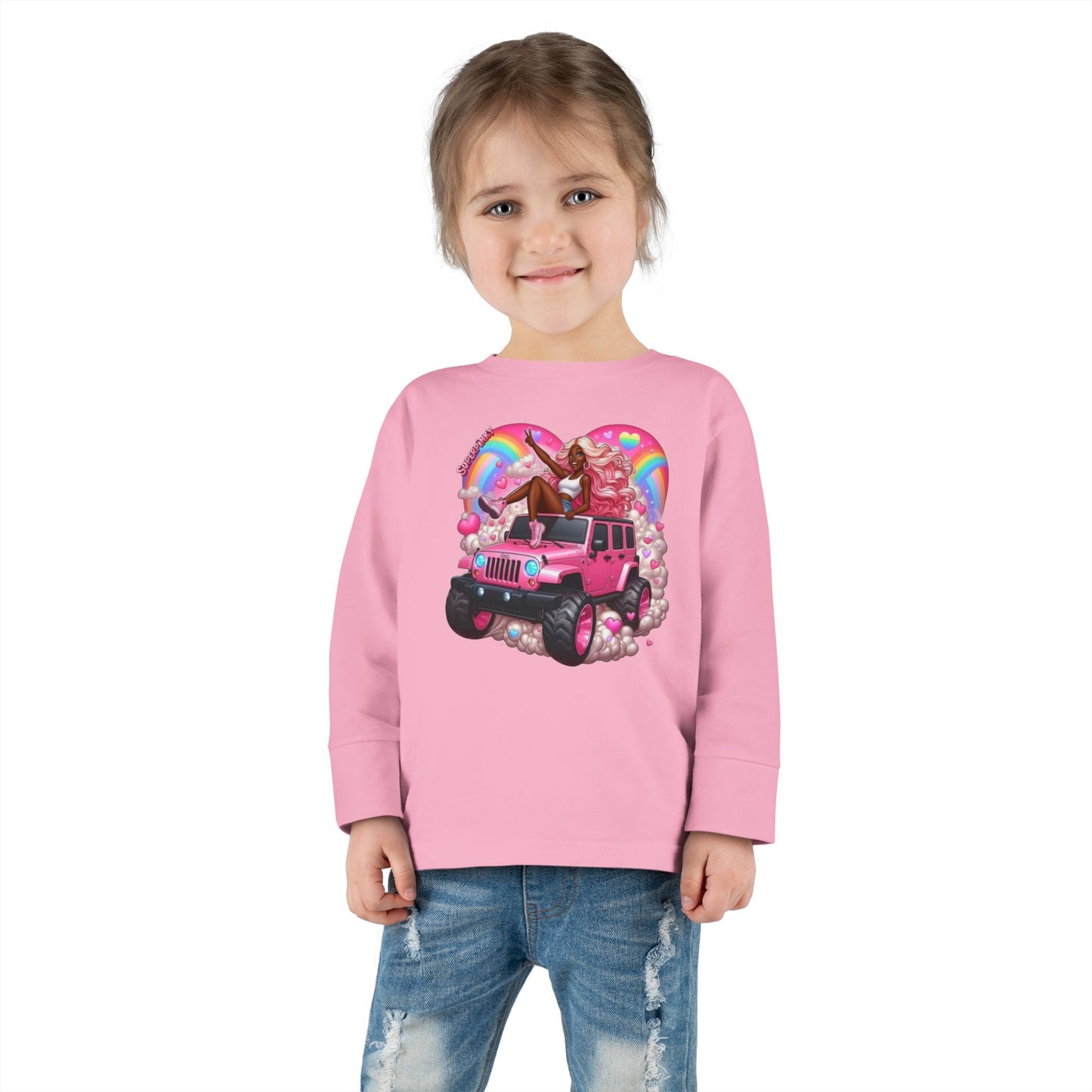 SuperPinky Rainbow Heart Kids Shirt  — Toddler Long Sleeve Tee