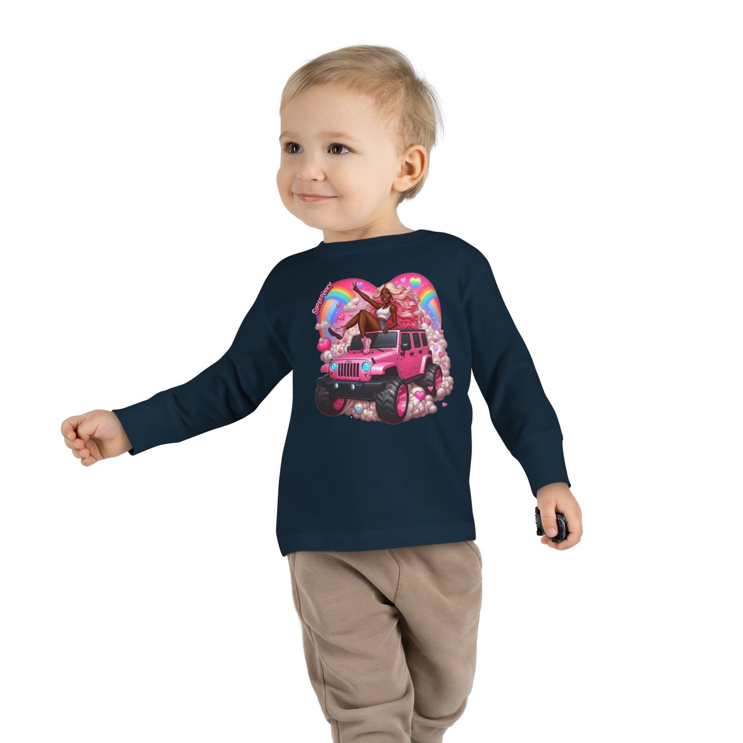 SuperPinky Rainbow Heart Kids Shirt  — Toddler Long Sleeve Tee