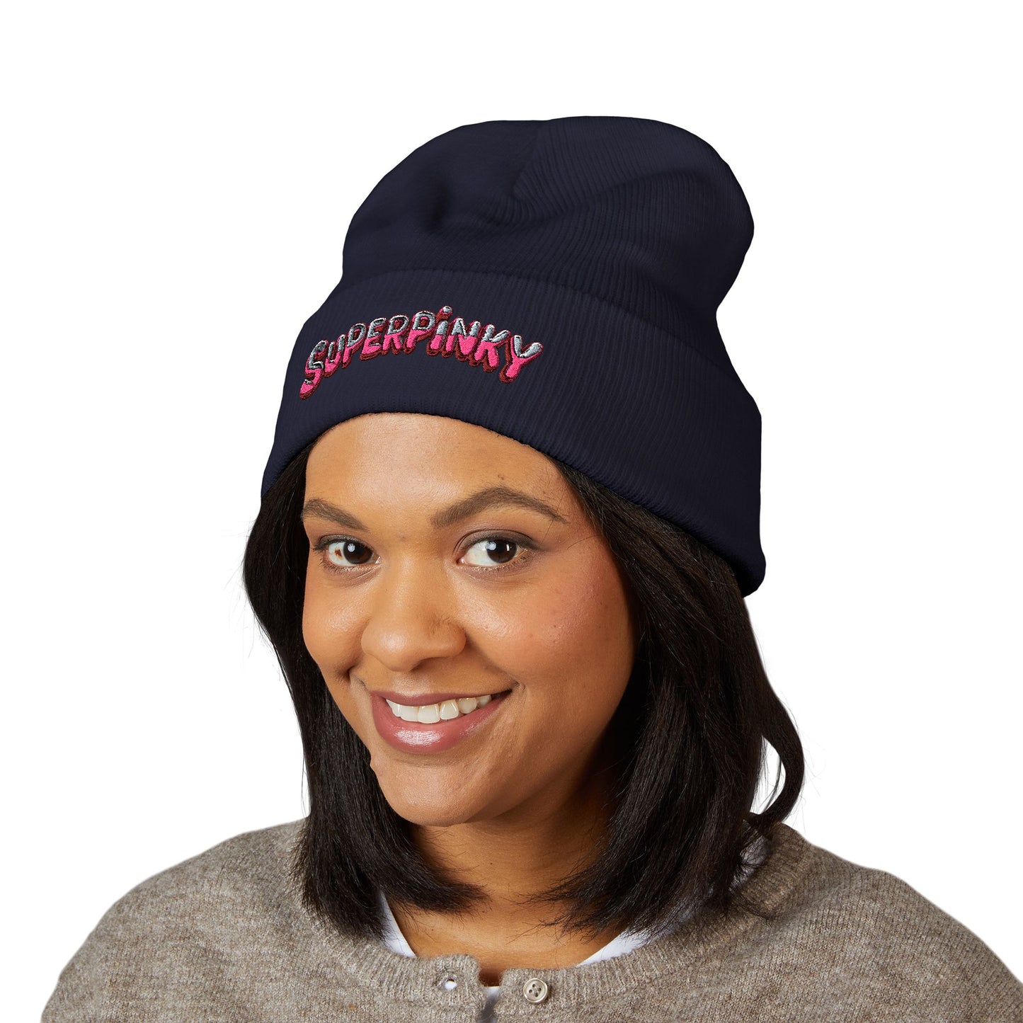 SuperPinky Bubble Logo Beanie  Knit Hat