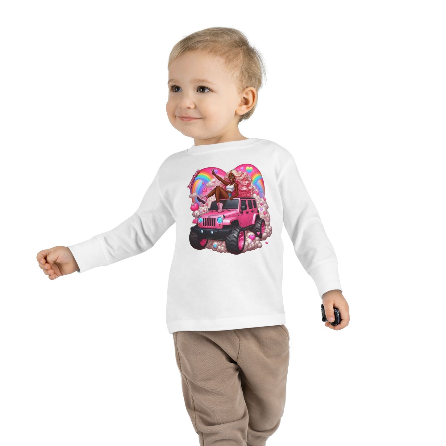 SuperPinky Rainbow Heart Kids Shirt  — Toddler Long Sleeve Tee