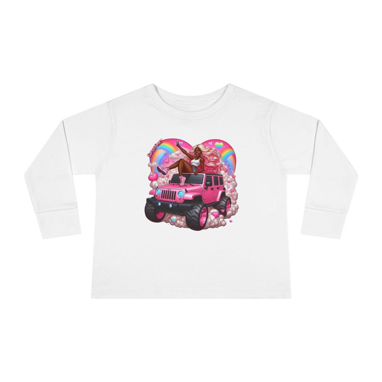 SuperPinky Rainbow Heart Kids Shirt  — Toddler Long Sleeve Tee