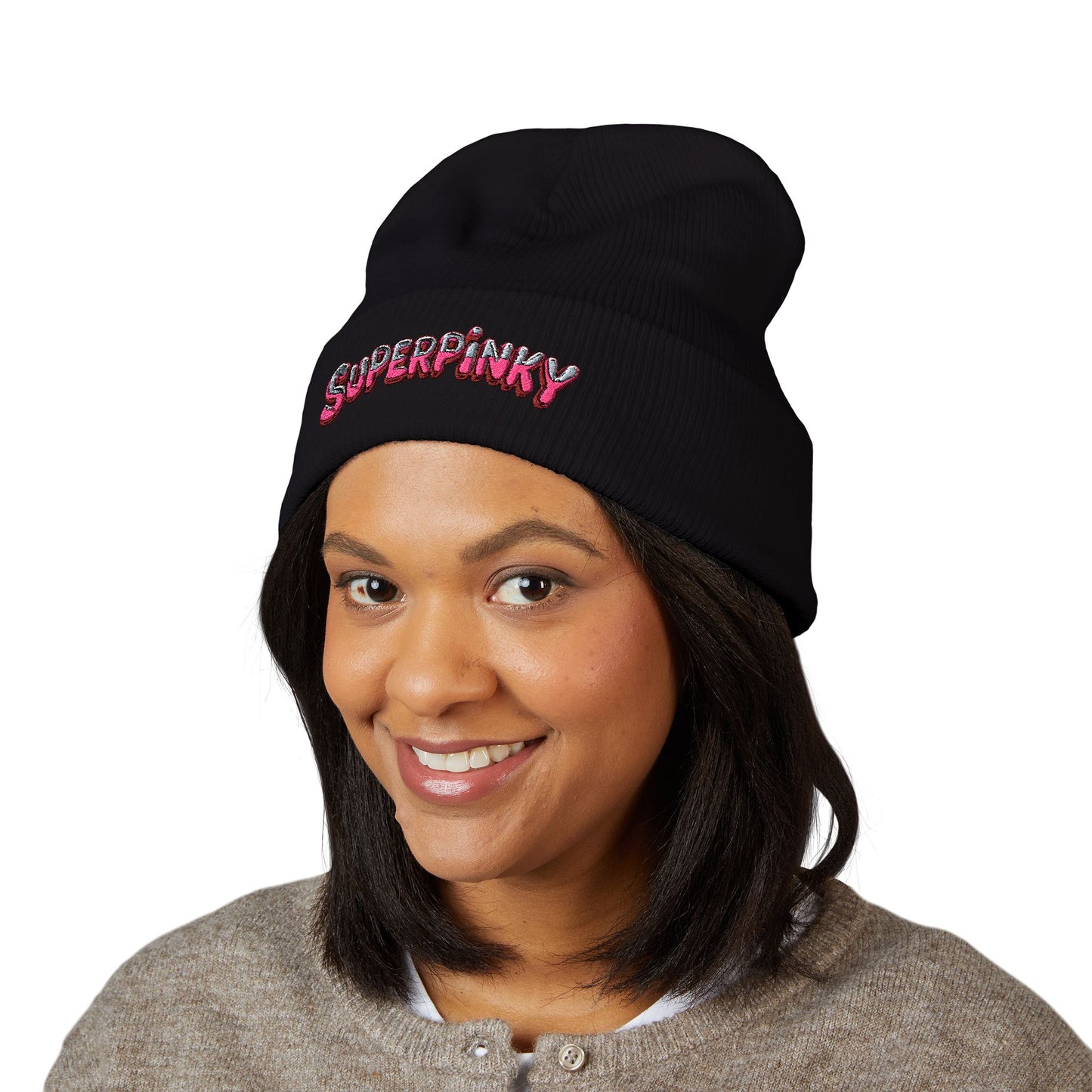 SuperPinky Bubble Logo Beanie  Knit Hat
