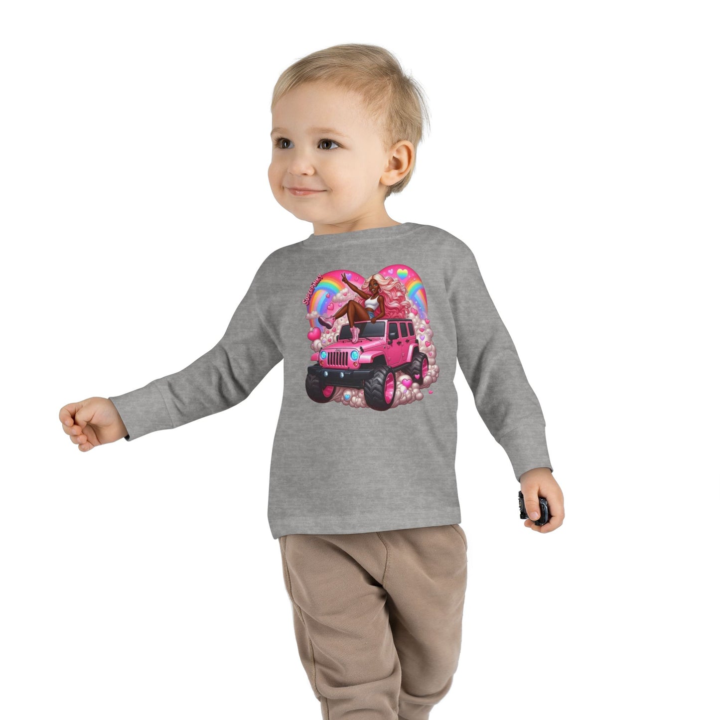 SuperPinky Rainbow Heart Kids Shirt  — Toddler Long Sleeve Tee