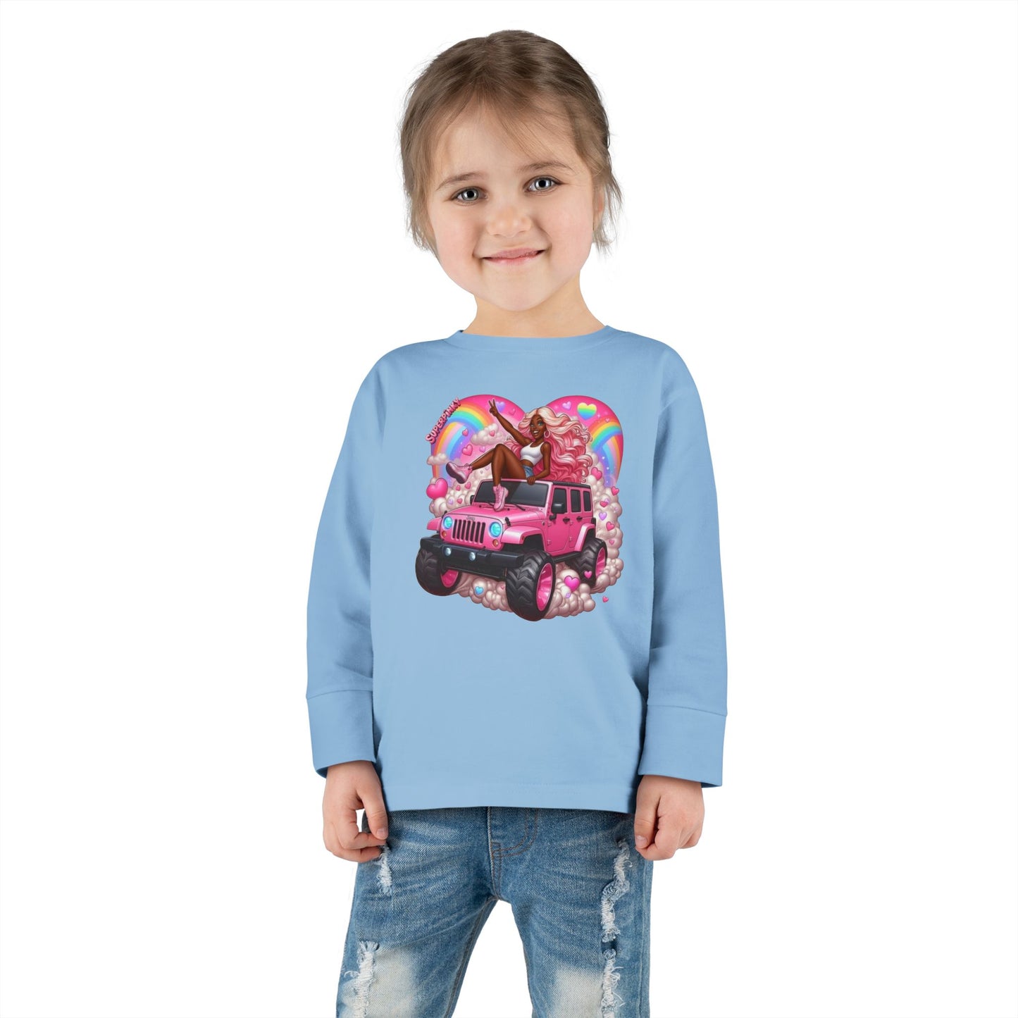 SuperPinky Rainbow Heart Kids Shirt  — Toddler Long Sleeve Tee