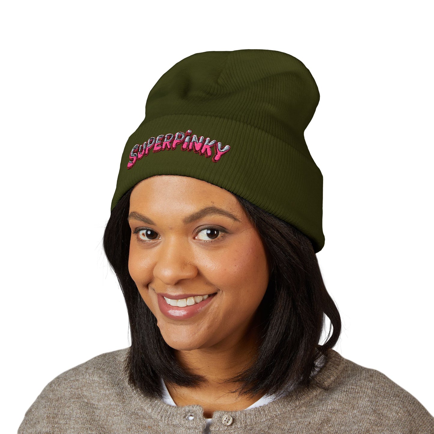 SuperPinky Bubble Logo Beanie  Knit Hat