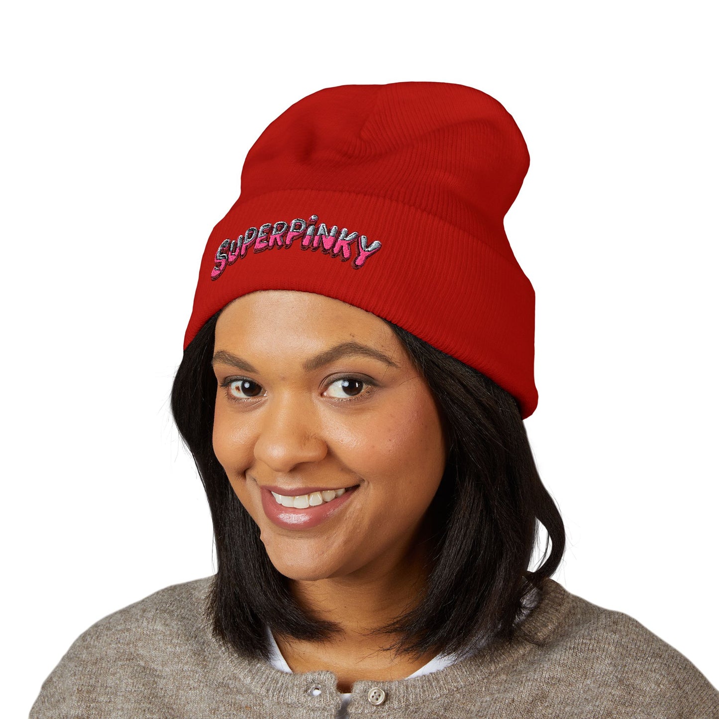 SuperPinky Bubble Logo Beanie  Knit Hat